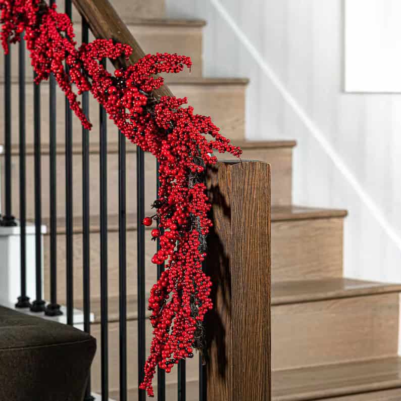 12. Winterberry Holly Red Berry Faux Garland 12. Winterberry Holly Red Berry Faux Garland