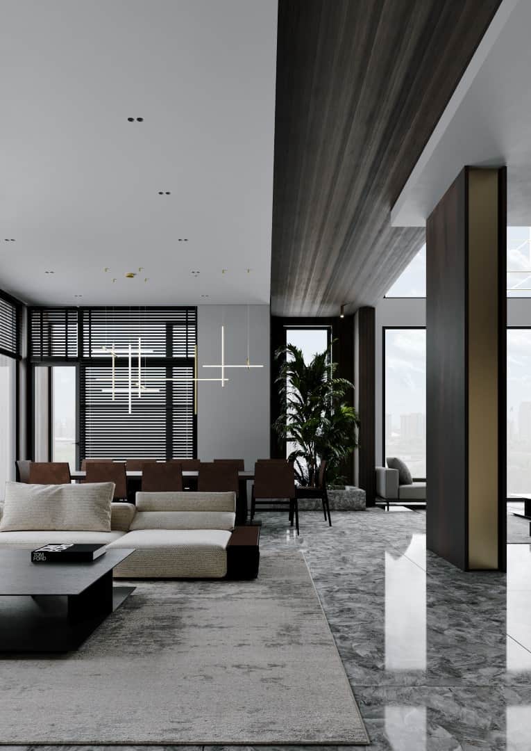 Two-Level Penthouse by Kvadrat Architects: Panoramic Living at Akbulak Riviera, Astana