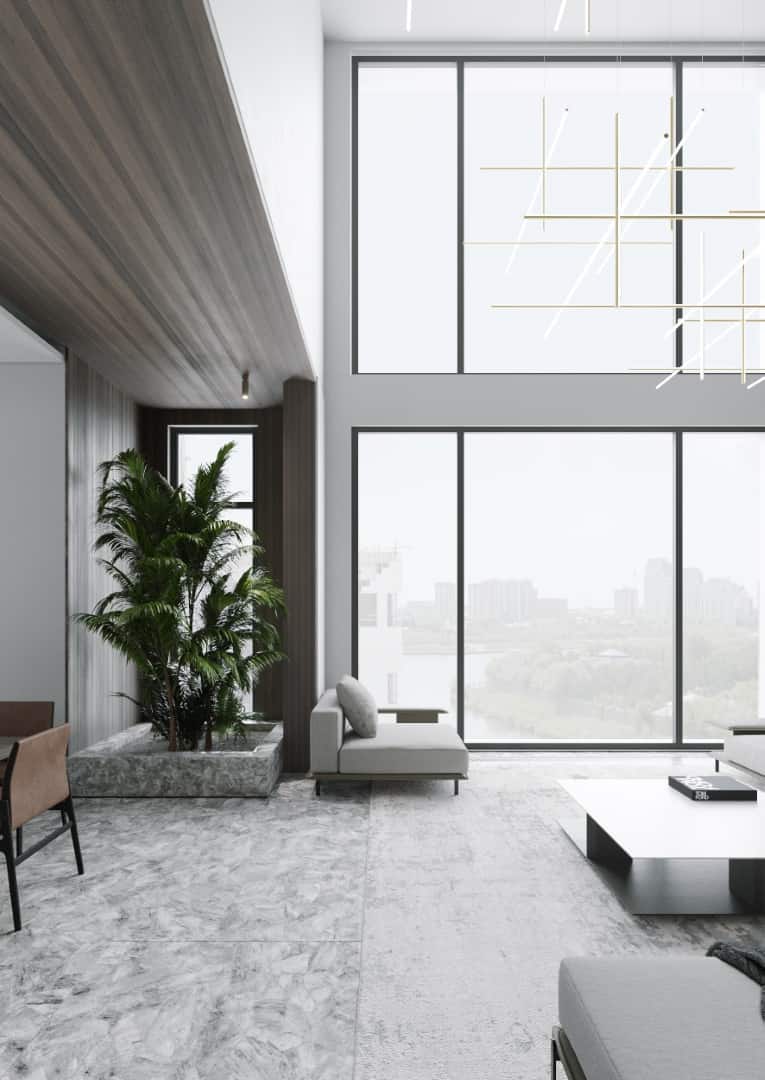 Two-Level Penthouse by Kvadrat Architects: Panoramic Living at Akbulak Riviera, Astana