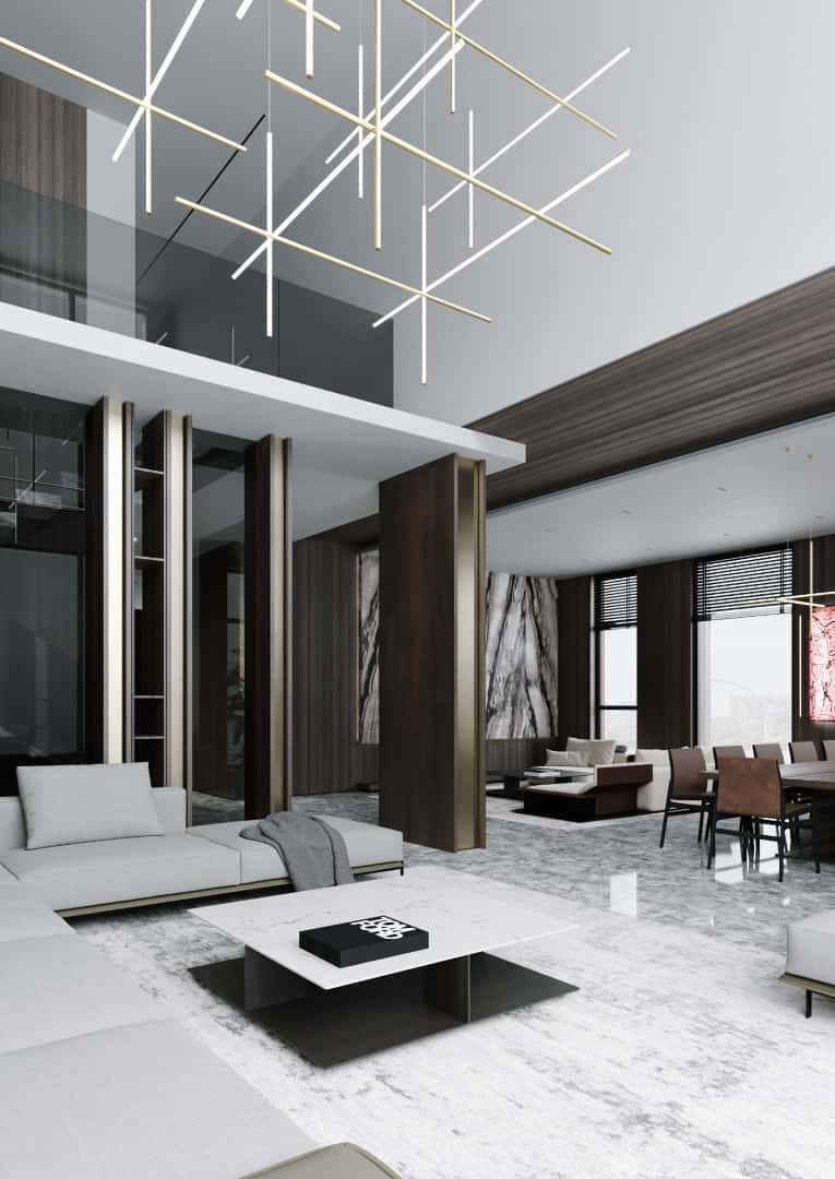 Two-Level Penthouse by Kvadrat Architects: Panoramic Living at Akbulak Riviera, Astana