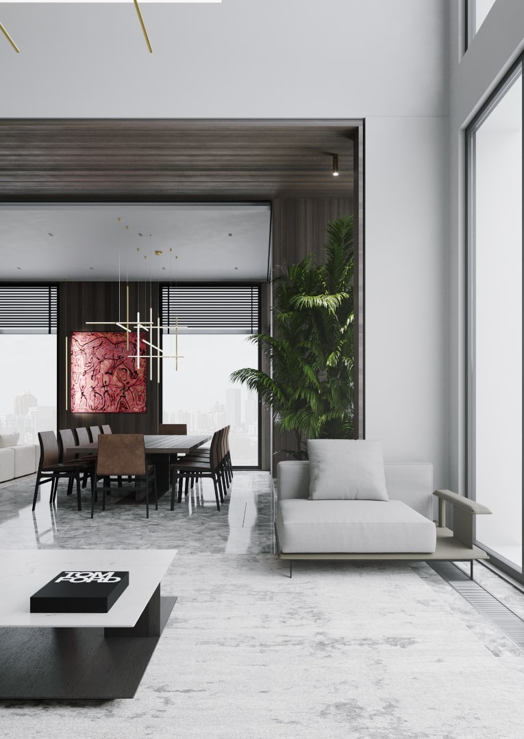 Two-Level Penthouse by Kvadrat Architects: Panoramic Living at Akbulak Riviera, Astana