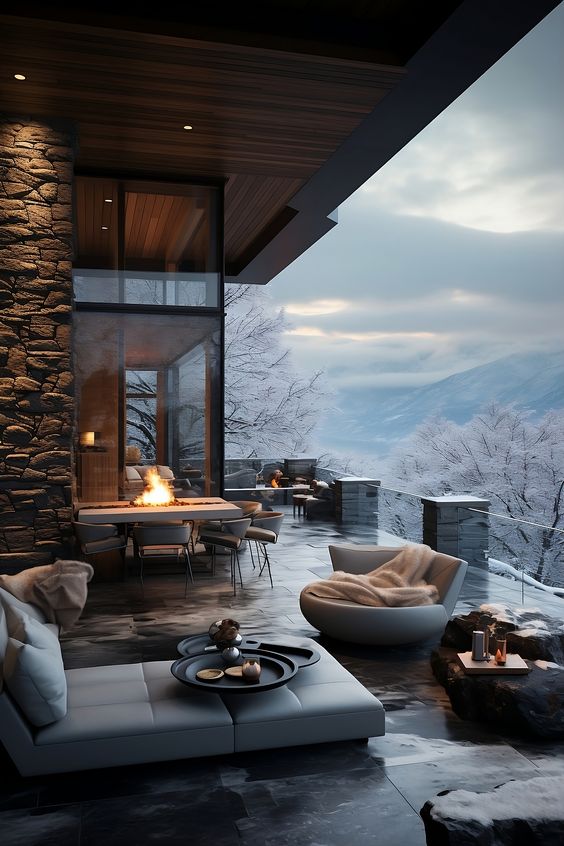 Sip Hot Cocoa in Luxury on the Patio of this Modern Mountain Retreat