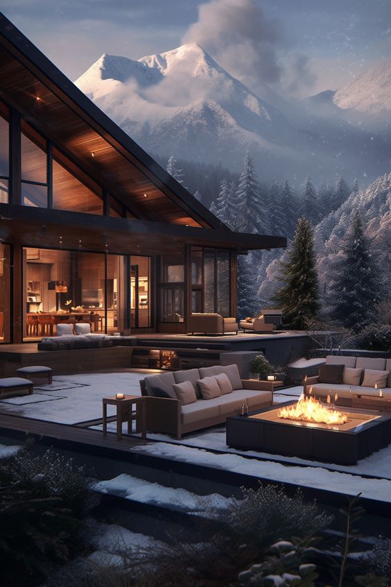 Sip Hot Cocoa in Luxury on the Patio of this Modern Mountain Retreat