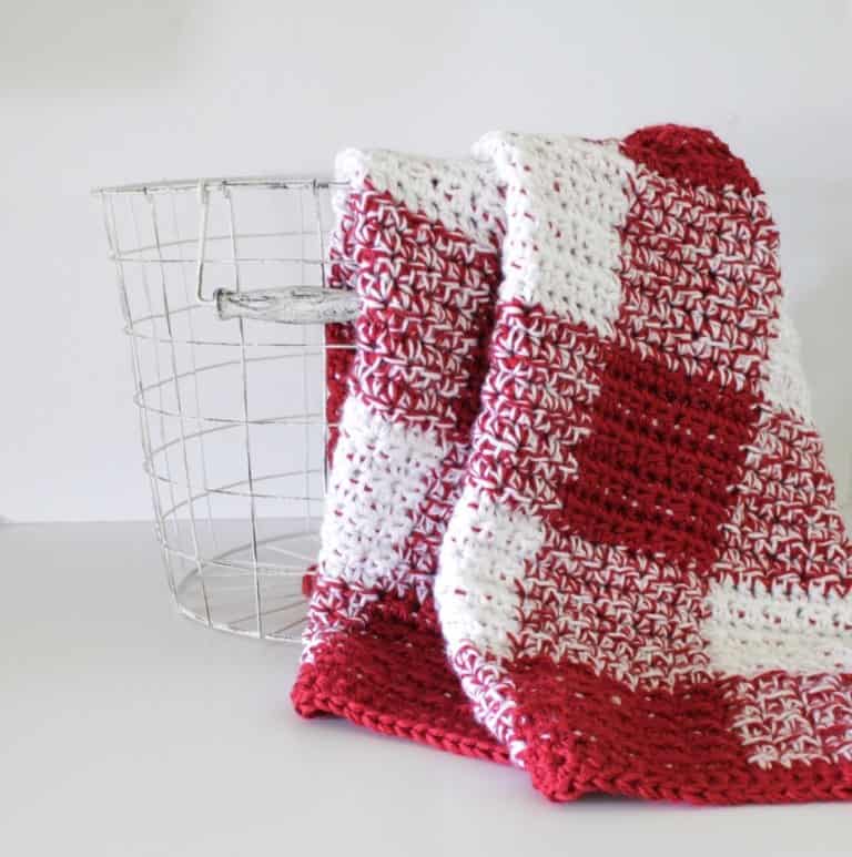 1. Crochet Red Gingham Blanket 1. Crochet Red Gingham Blanket