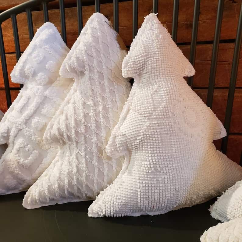 14. White Chenille Christmas Tree Pillow 14. White Chenille Christmas Tree Pillow