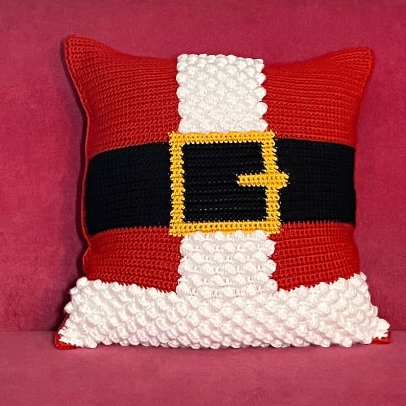 7. Santa Crochet Throw Pillow 7. Santa Crochet Throw Pillow