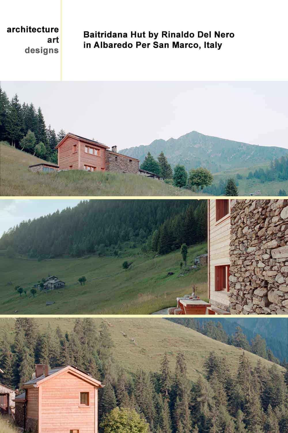 Baitridana Hut by Rinaldo Del Nero in Albaredo Per San Marco, Italy