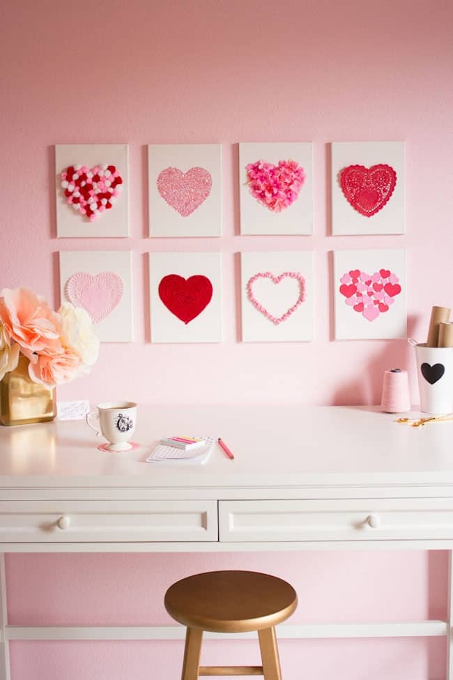 10. DIY Canvas Heart Art 10. DIY Canvas Heart Art