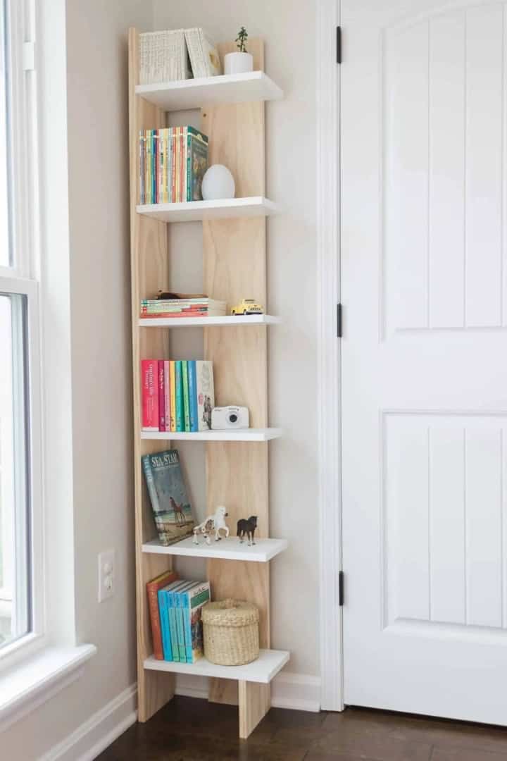 9. White and Wooden 6 Tiered Corner Bookshelf 9. White and Wooden 6 Tiered Corner Bookshelf