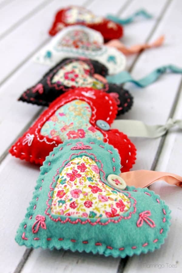 15. DIY Fabric Hearts Valentine’s Decoration 15. DIY Fabric Hearts Valentine’s Decoration