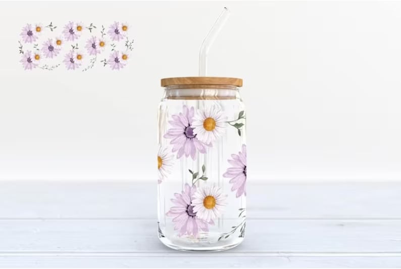 9. Purple And White Petals Iced Coffee Cup 9. Purple And White Petals Iced Coffee Cup