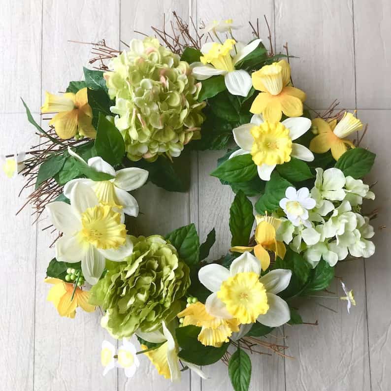 9. Yellow daffodil and green hydrangea spring 9. Yellow daffodil and green hydrangea spring