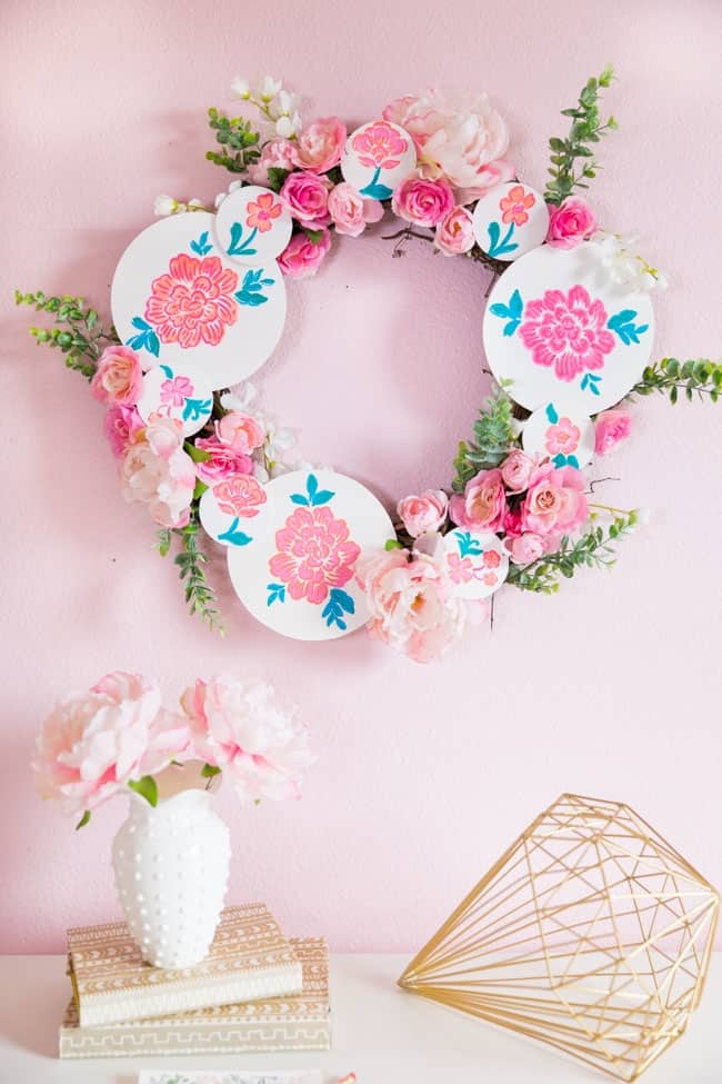 3. Floral Painted Wood Circle Wreath 3. Floral Painted Wood Circle Wreath
