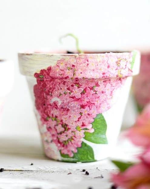 8. DIY Decoupage Terra Cotta Pots Craft