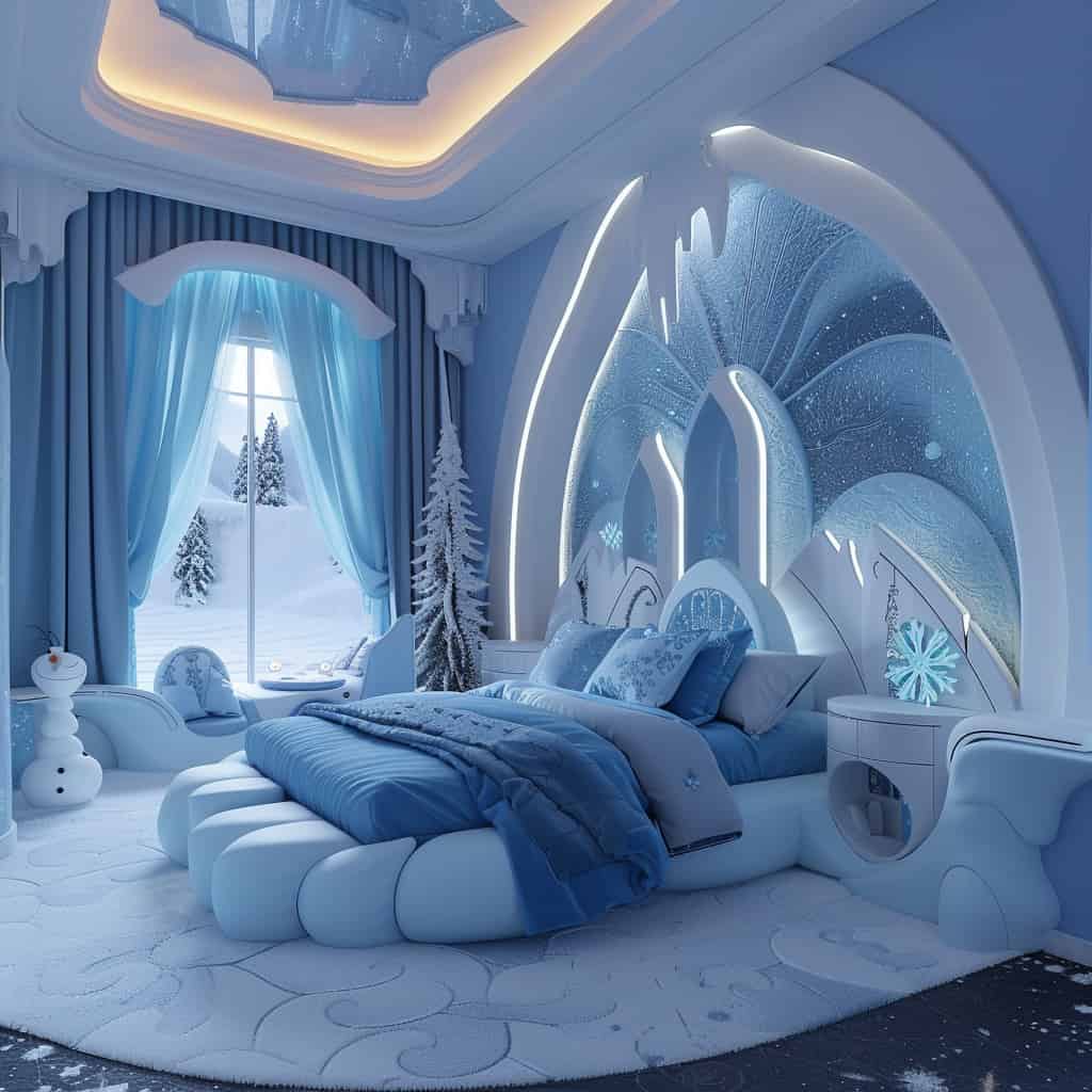 15 betoverende, door Elsa geïnspireerde slaapkamerontwerpen voor uw kleine ijsprinses