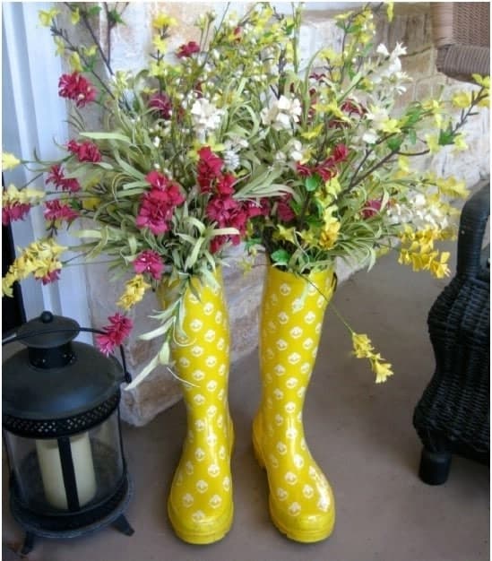 1. Rain Boot Planters
