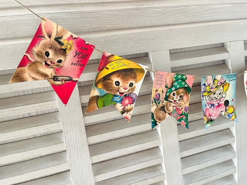 4. Vintage Easter Bunting Retro Spring Banner 4. Vintage Easter Bunting Retro Spring Banner