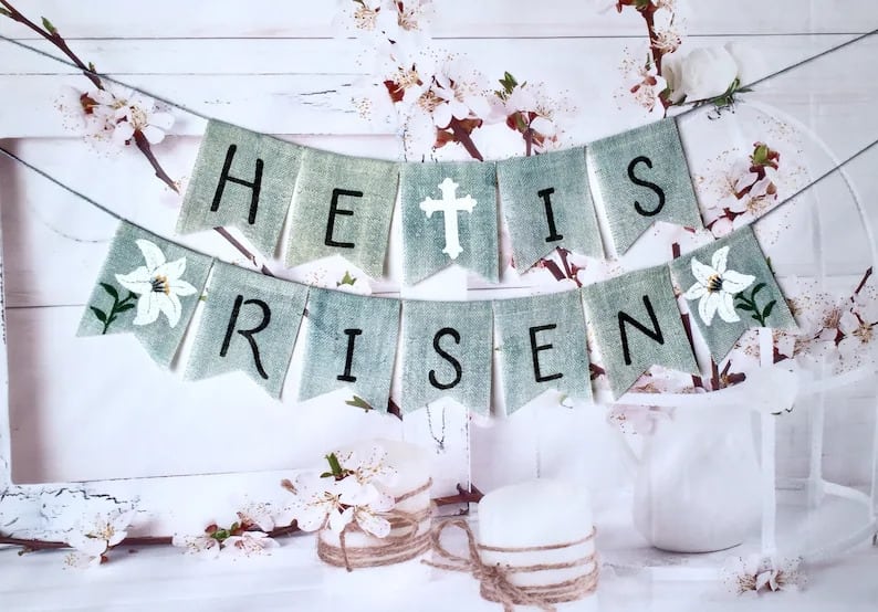 8. HE IS RISEN Easter Baptism Banner 8. HE IS RISEN Easter Baptism Banner