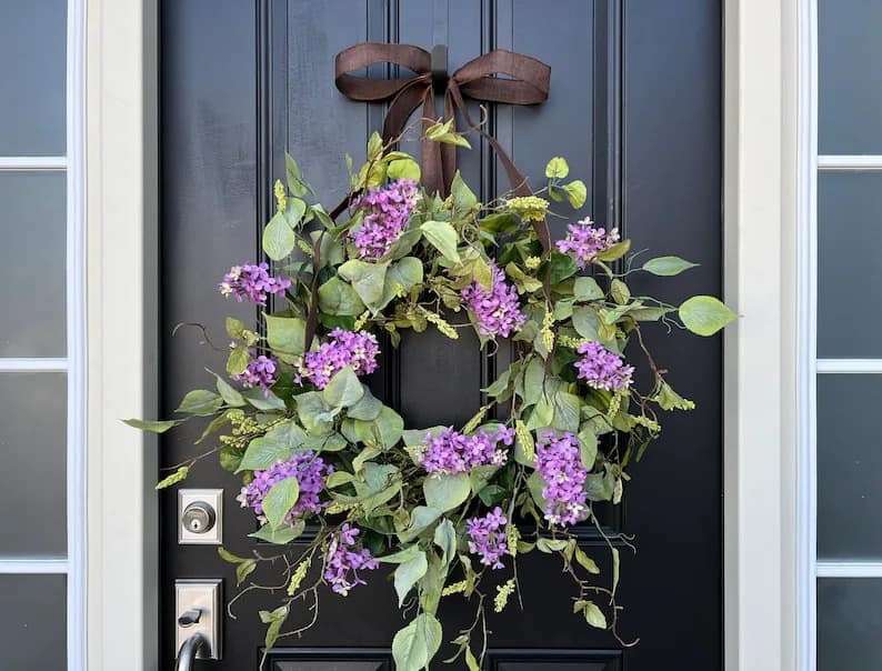 9. Elegant Lavender Lilac Bouquet Wreath