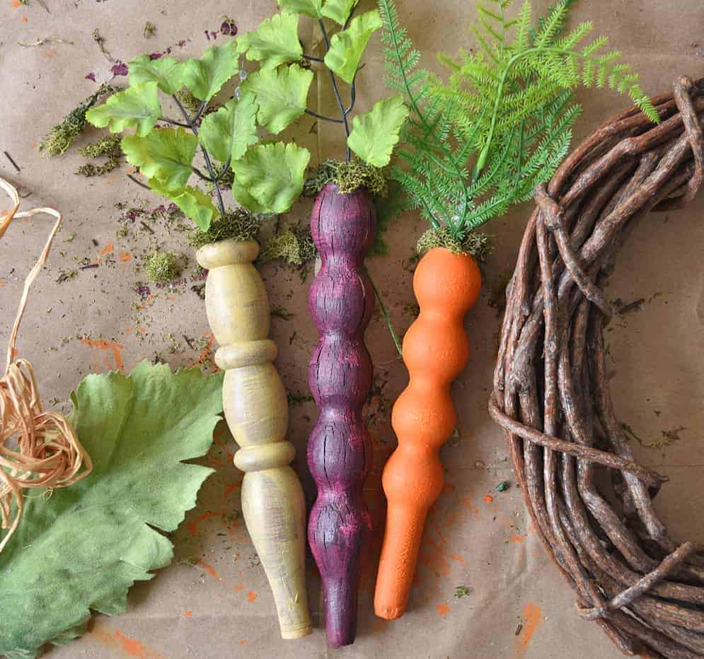 10. Repurposed Wooden Spindle Carrot Wreath DIY Spring Decor 10. Repurposed Wooden Spindle Carrot Wreath DIY Spring Decor