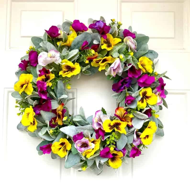 2. Spring Pansy Lamb’s Ear Wreath 2. Spring Pansy Lamb’s Ear Wreath