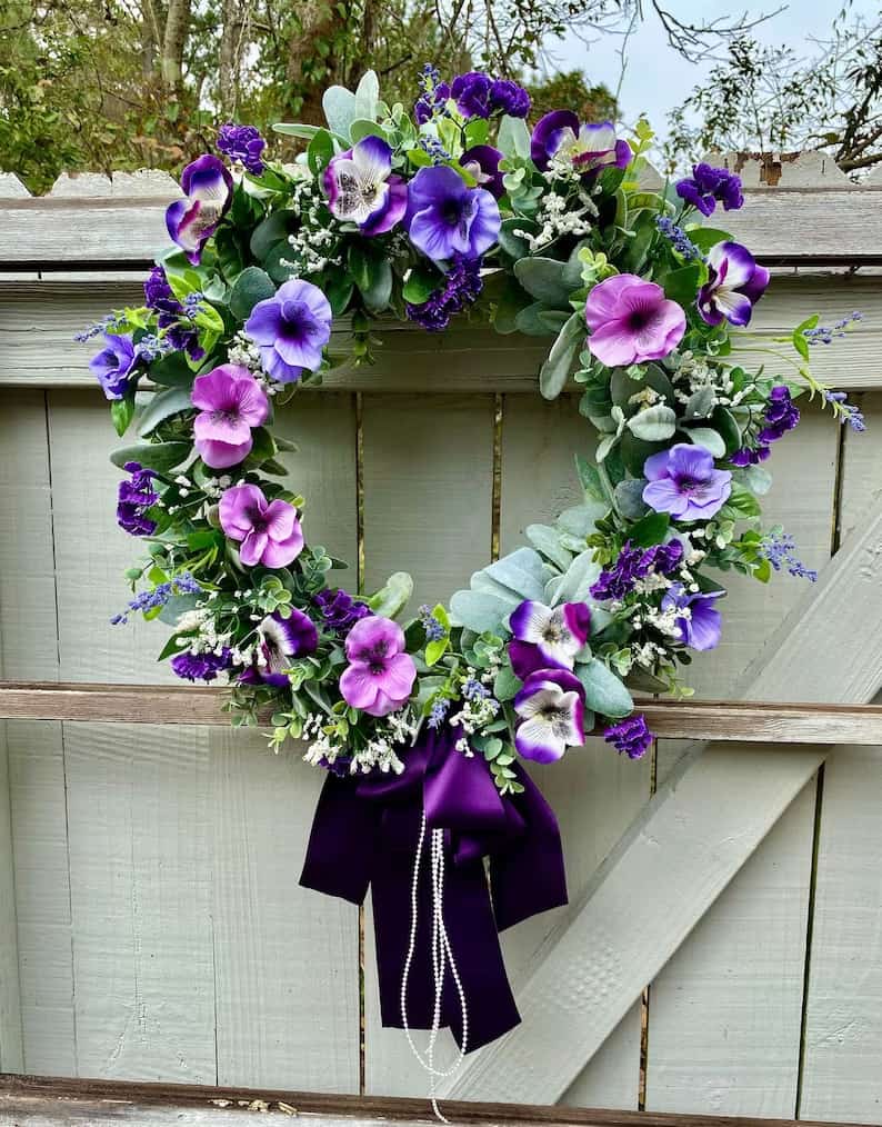 5. Elegant Deep Purple Pansy Wreath 5. Elegant Deep Purple Pansy Wreath