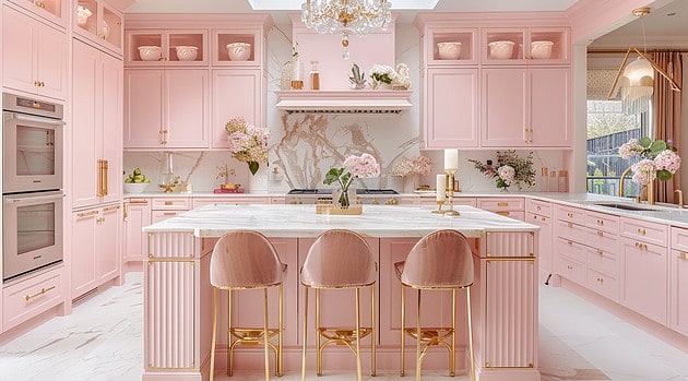 33 Gorgeous Barbie Pink Kitchen Design Ideas That Evoke Playful Elegance