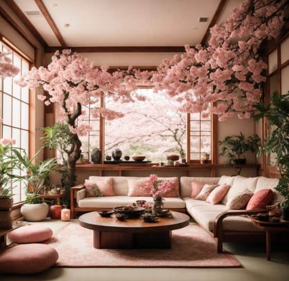 Sakura Twilight Lounge Japanese Wall Decor Inspired by Nature