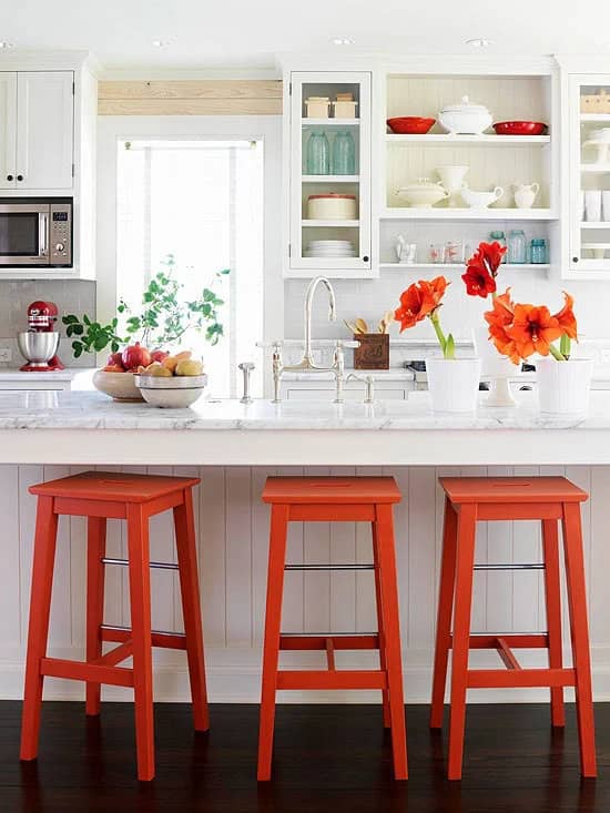 7. Wooden Barstools With Metal Rod Accents 7. Wooden Barstools With Metal Rod Accents