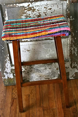 9. DIY Rag Rug Barstool 9. DIY Rag Rug Barstool