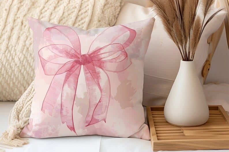 2. Pink Bow Throw Pillow 2. Pink Bow Throw Pillow