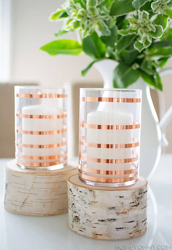 6. DIY Copper Striped Candle Holders 6. DIY Copper Striped Candle Holders
