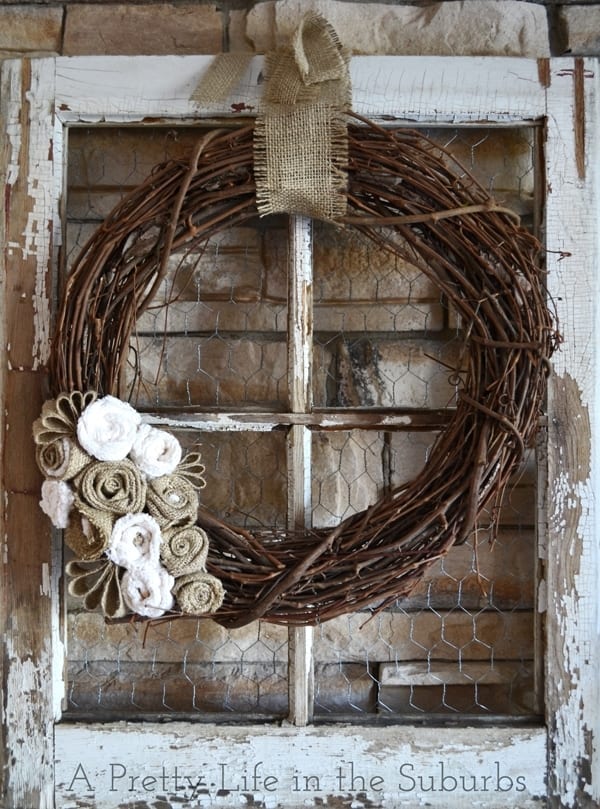 5. Lovely Autumn Wreath Made From Grapevine And Burlap 5. Lovely Autumn Wreath Made From Grapevine And Burlap