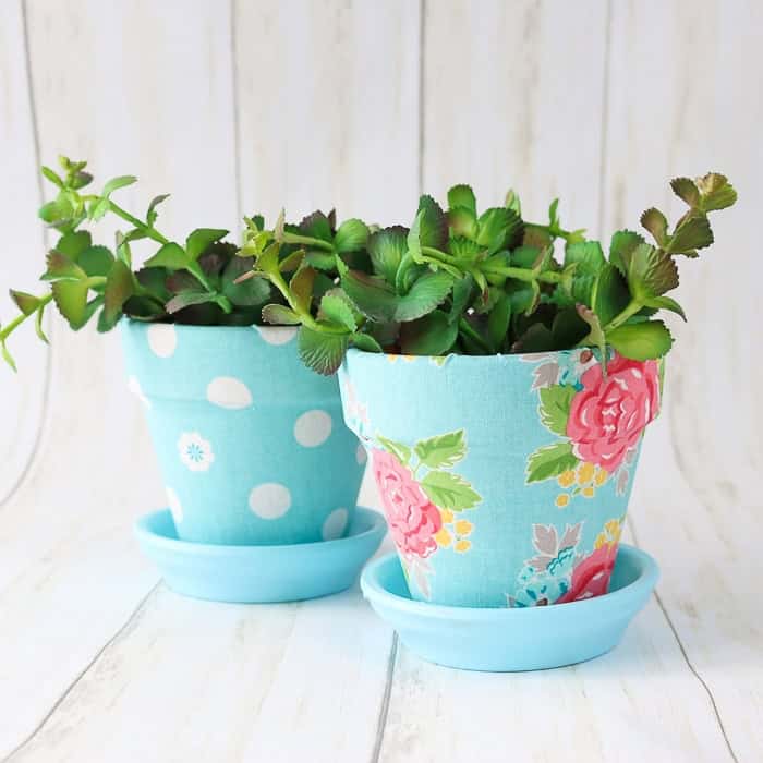 14. Fabric Plant Pots with Mod Podge Ultra