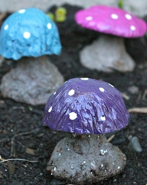 7. DIY Garden Decor Concrete Mushrooms