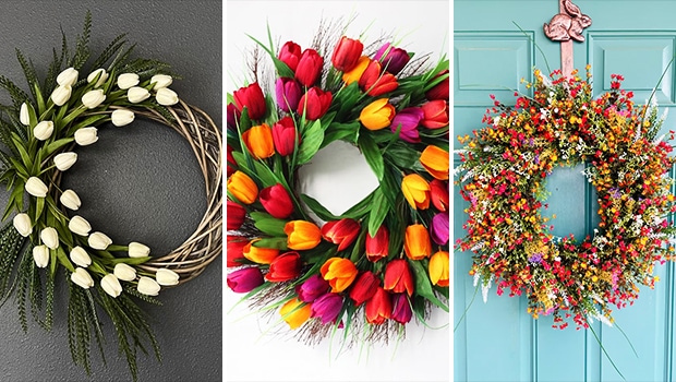 15 Floral Spring Wreath Designs to Add a Pop of Color