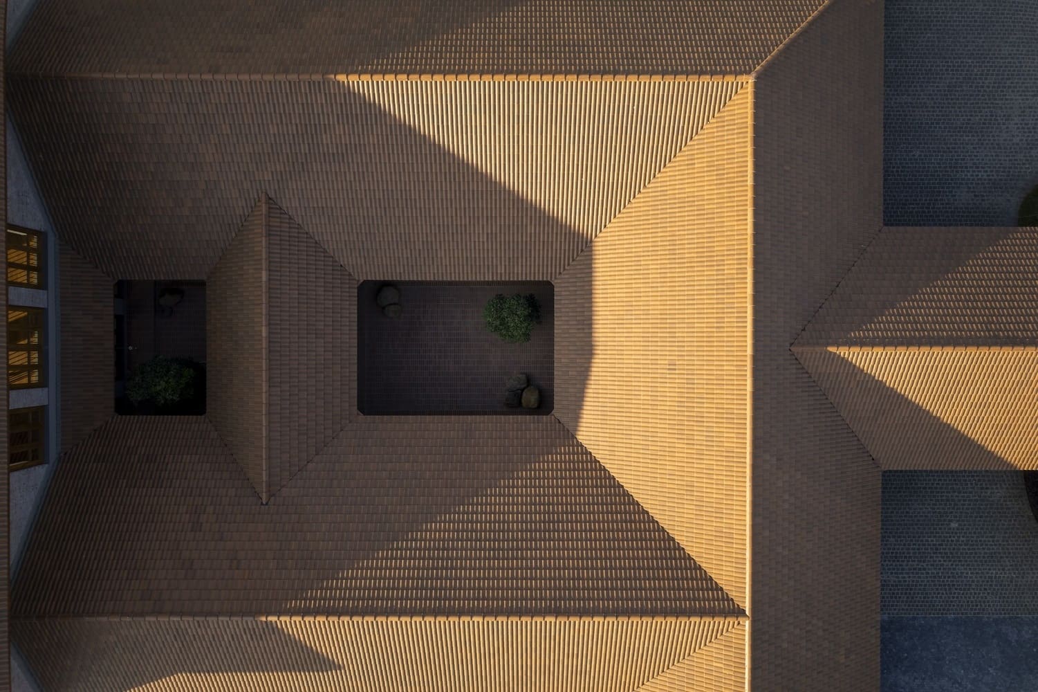 Timber Rhythm Timber ceiling members rhythmically spanning over a shaded verandah.