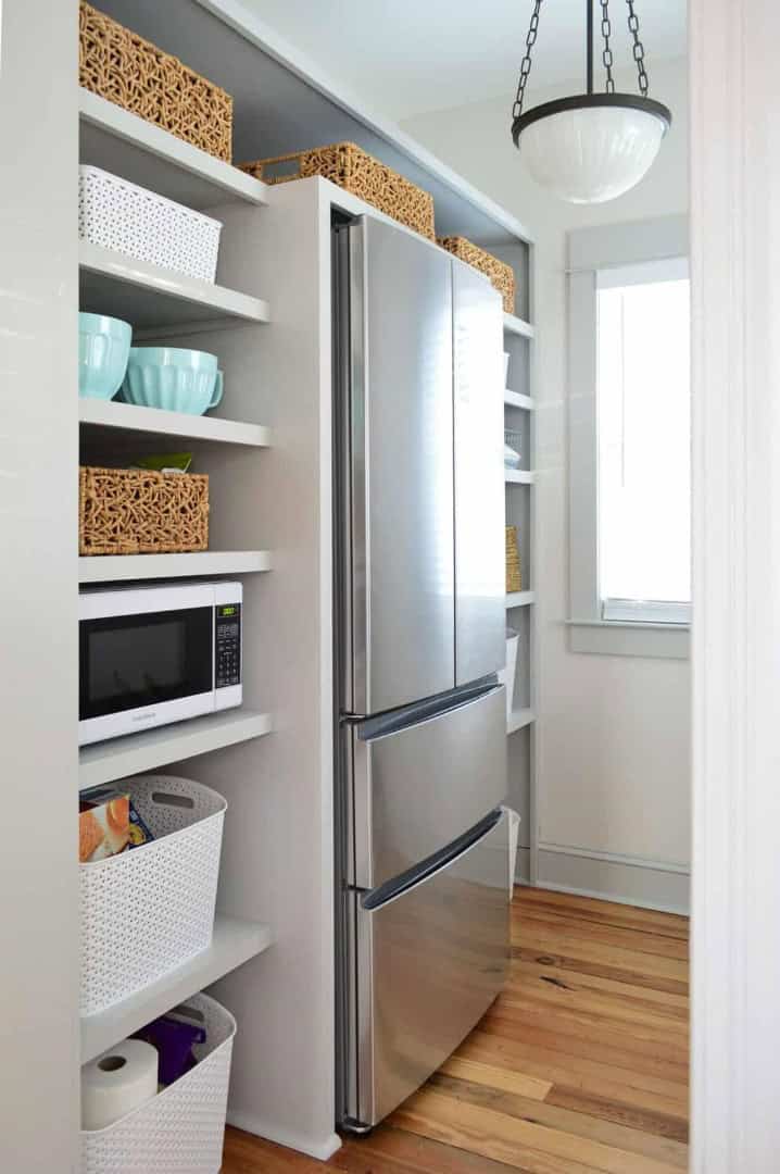6. DIY open inset pantry walls