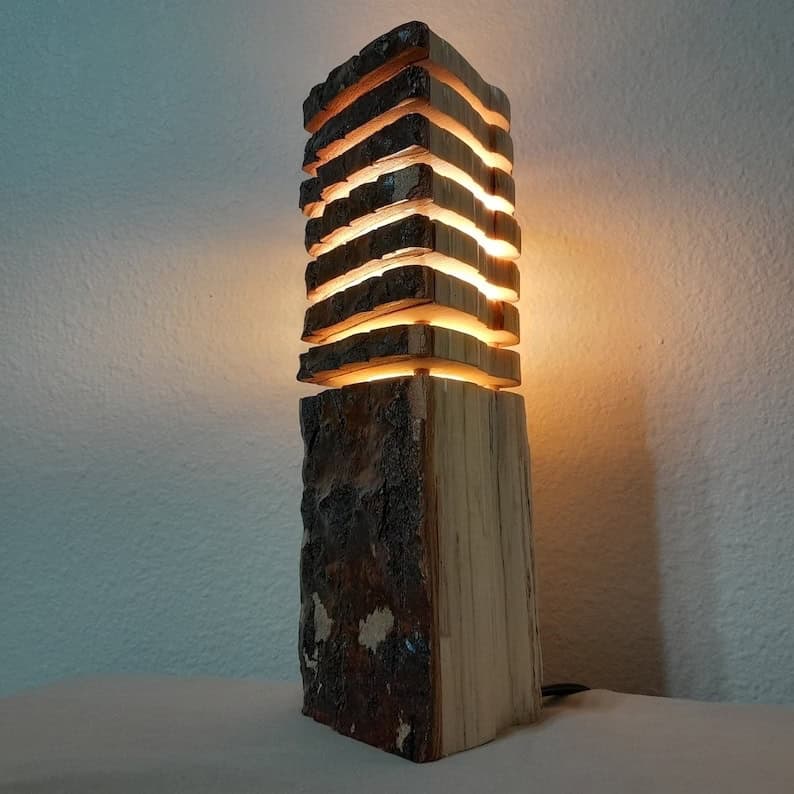 14. Rustic Wood Lamp 14. Rustic Wood Lamp