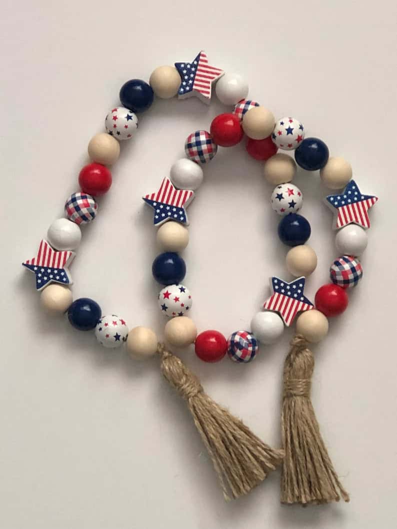 9. Patriotic Wood Bead Garland 9. Patriotic Wood Bead Garland