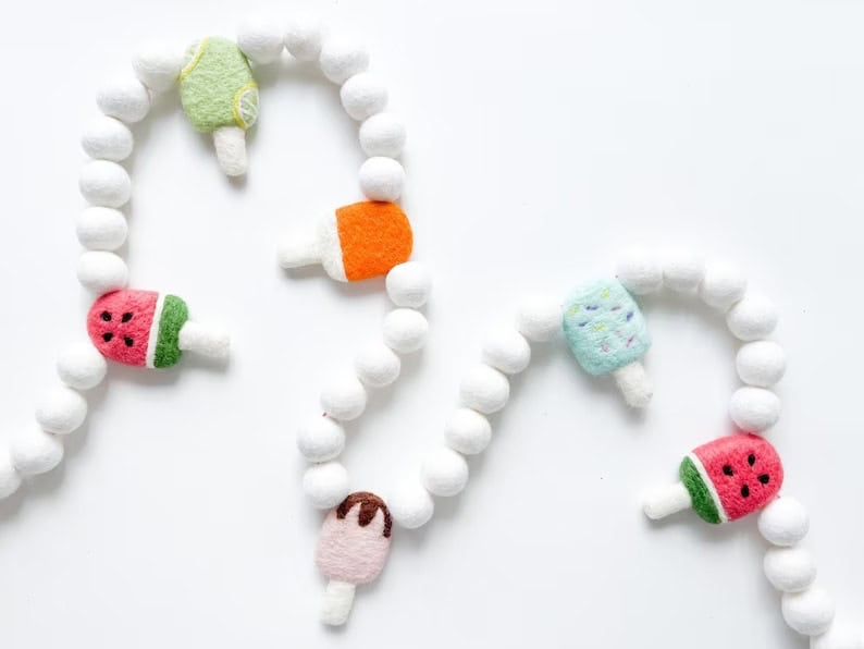 11. Simple Popsicle Felt Ball Garland 11. Simple Popsicle Felt Ball Garland