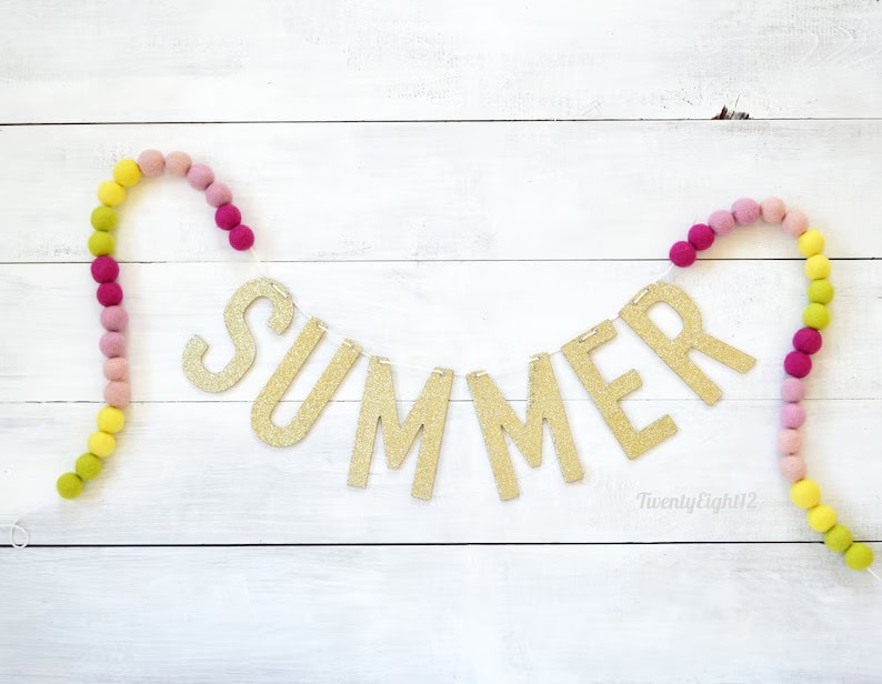 8. SUMMER Felt Ball Letter Garland 8. SUMMER Felt Ball Letter Garland