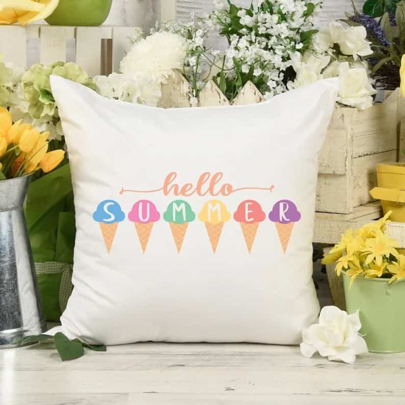 9. Hello Summer Ice Cream Throw Pillow 9. Hello Summer Ice Cream Throw Pillow