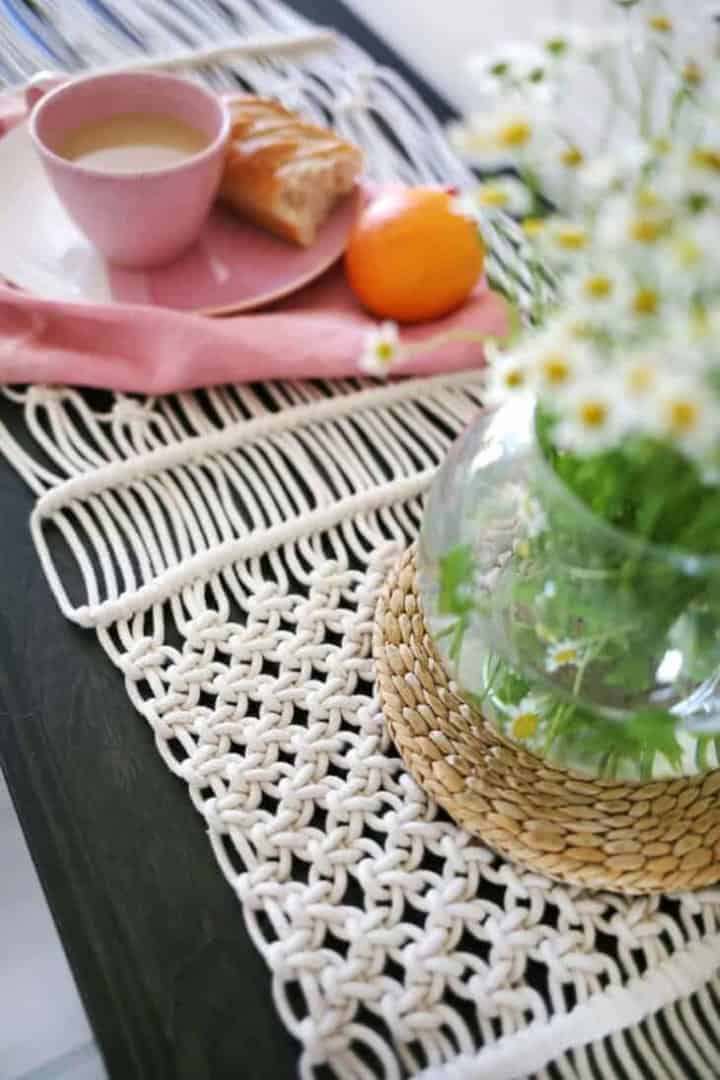 A DIY Macrame Table Runner A DIY Macrame Table Runner
