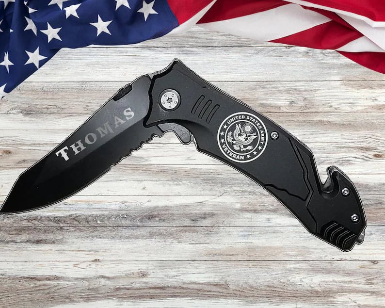Army Veteran Engraved Pocket Knife