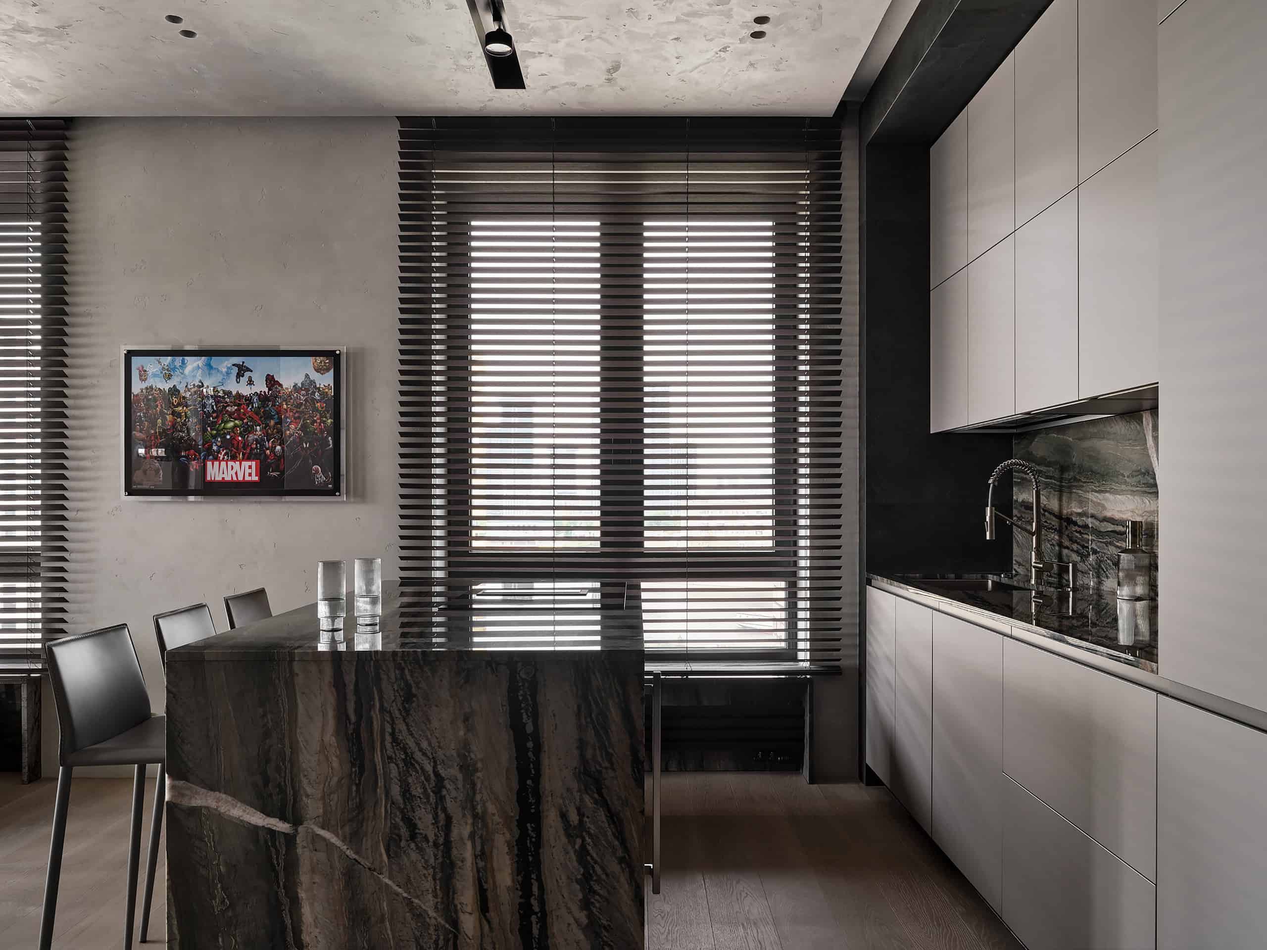 Tough Character Apartment — View 11 Tough Character Apartment — interior view 11, open kitchen and island