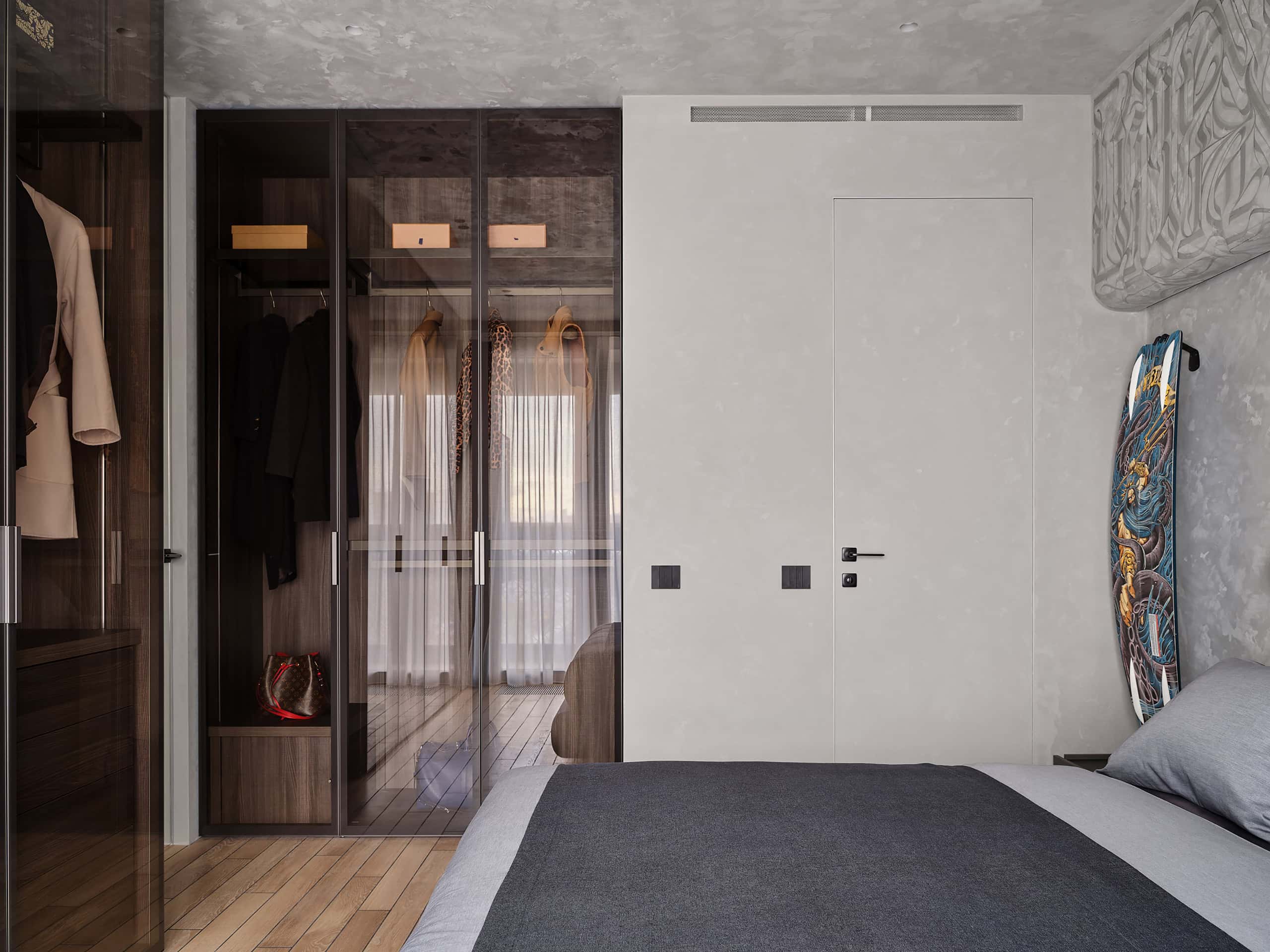 Tough Character Apartment — View 23 Tough Character Apartment — interior view 23, bedroom headboard and panel