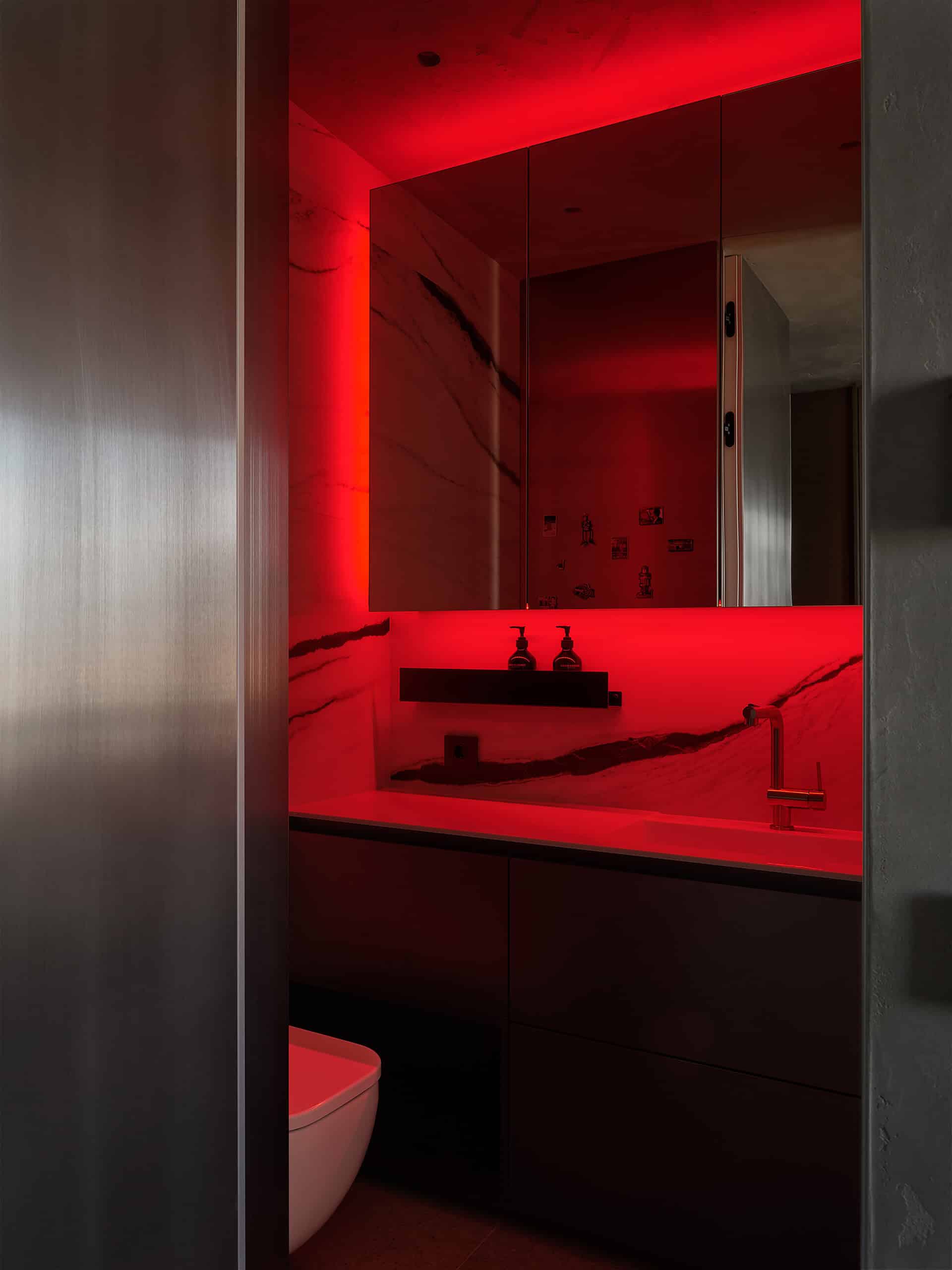 Tough Character Apartment — View 47 Tough Character Apartment — portrait interior view 47, bathroom lighting detail