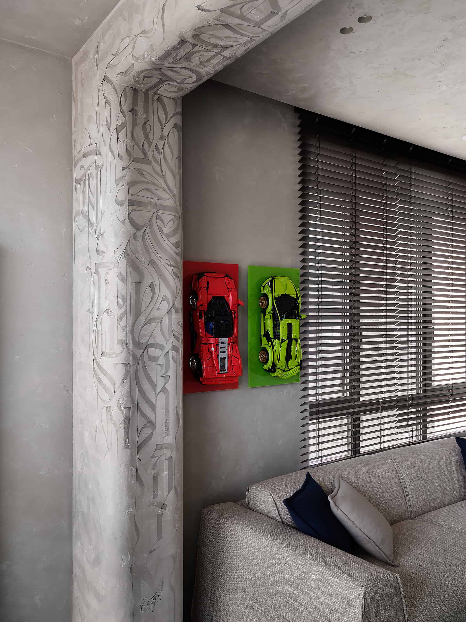 Tough Character Apartment — View 05 Tough Character Apartment — portrait interior view 05, living–kitchen connection