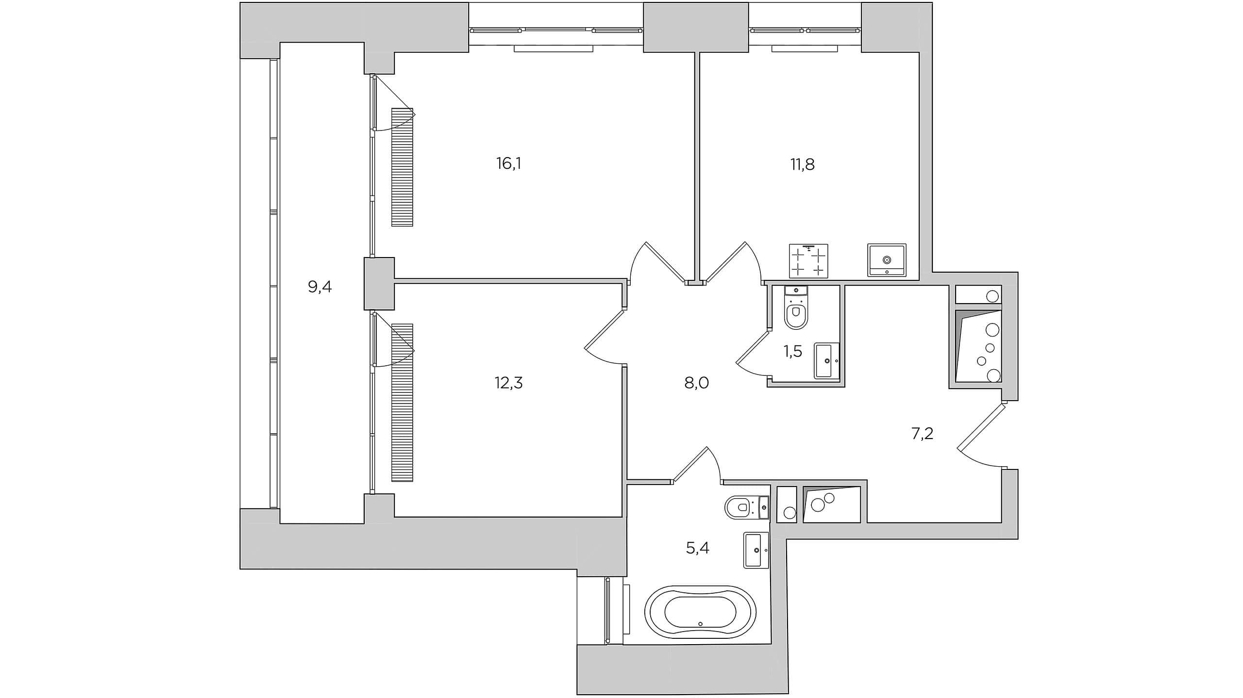 Before Plan — Tough Character Apartment Tough Character Apartment — Before floor plan prior to redesign